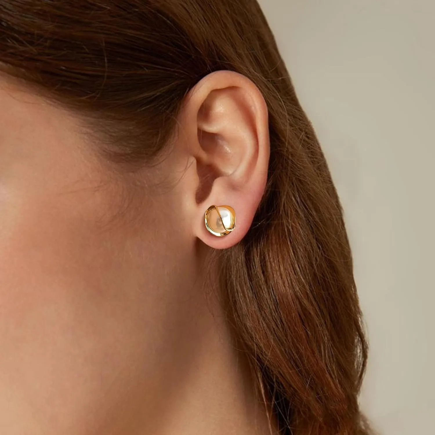OOOPEL Pearl Earrings for Women Freshwater Pearl Dangle Earrings Sterling Silver Elegant Pearl Stud 14K Gold Plated Handpicked Freshwater Cultured Pearl Earrings Wedding Gifts for Women