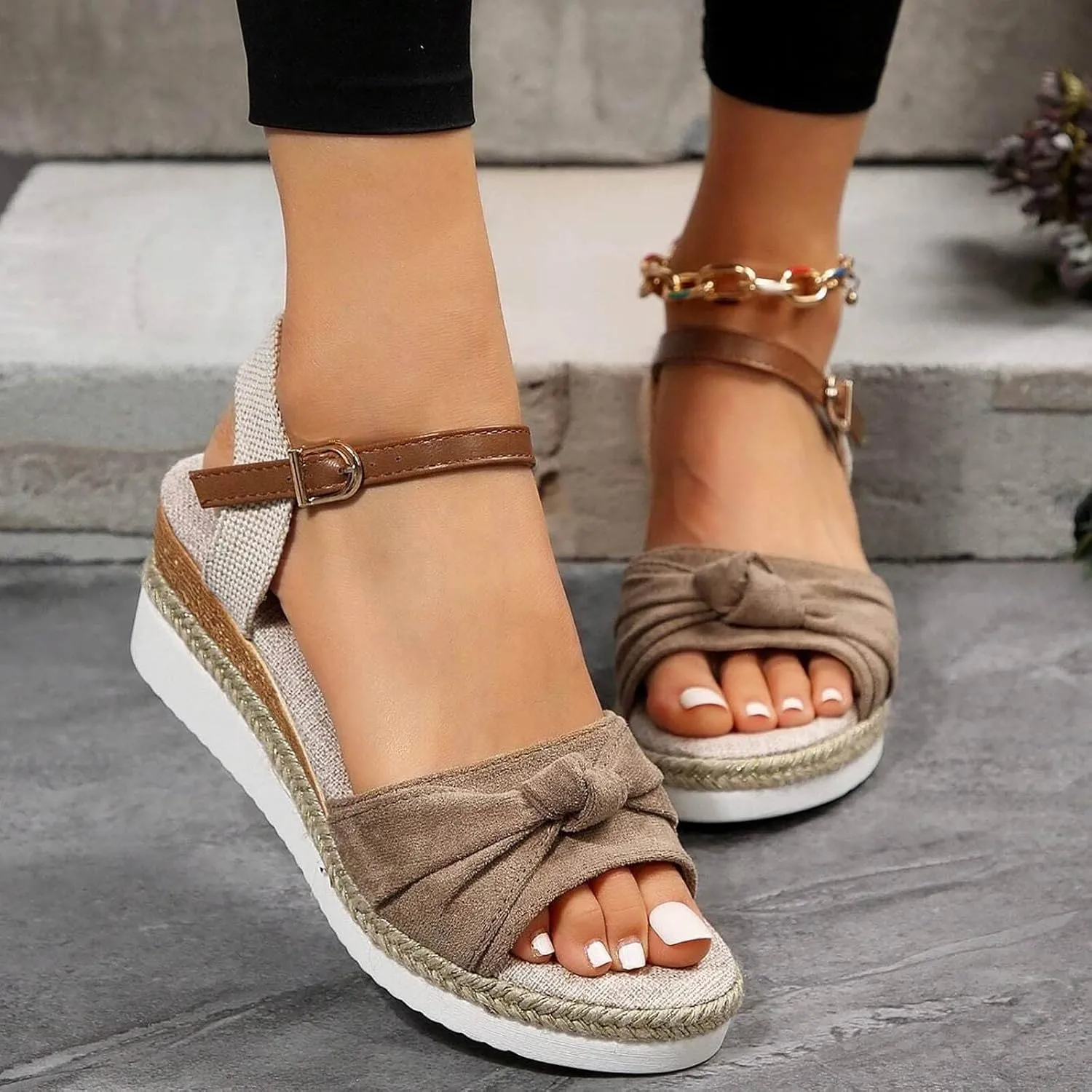 Orthopedic Platform Wedge Sandals for Women Summer Dressy 2025,Wedges Heels Walking Arch Support Open Toe Ankle Strap Casual Slip on Comfortable