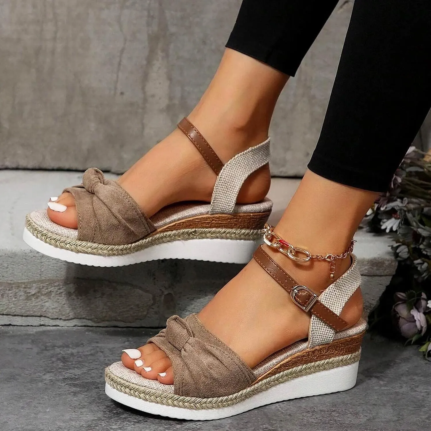 Orthopedic Platform Wedge Sandals for Women Summer Dressy 2025,Wedges Heels Walking Arch Support Open Toe Ankle Strap Casual Slip on Comfortable