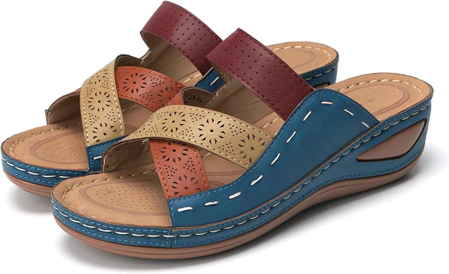 Orthopedic Sandals for Women Slip On Slide Slippers Comfort Arch Support Wide Width Wedges Beach Walking Casual Shoes