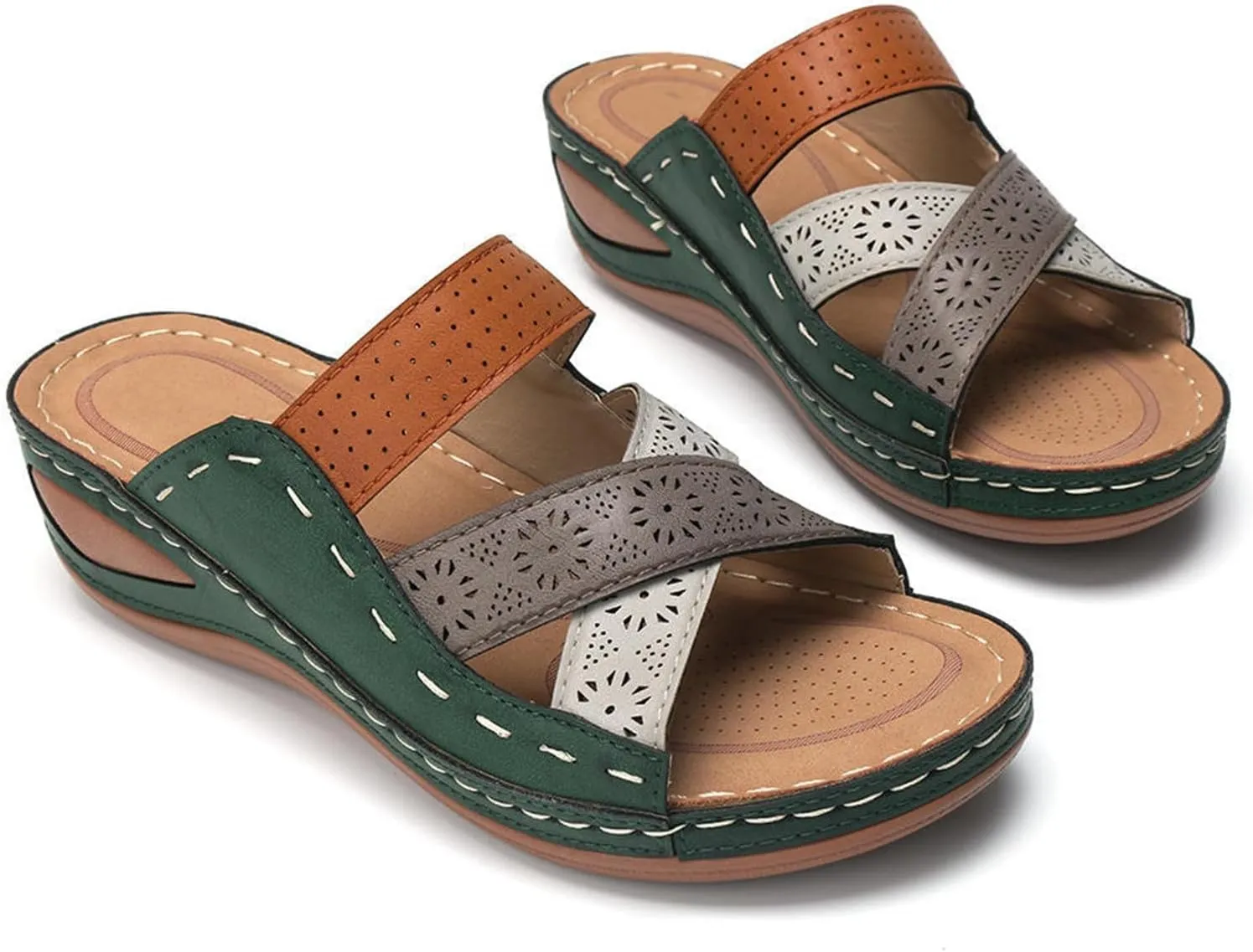 Orthopedic Sandals for Women Slip On Slide Slippers Comfort Arch Support Wide Width Wedges Beach Walking Casual Shoes