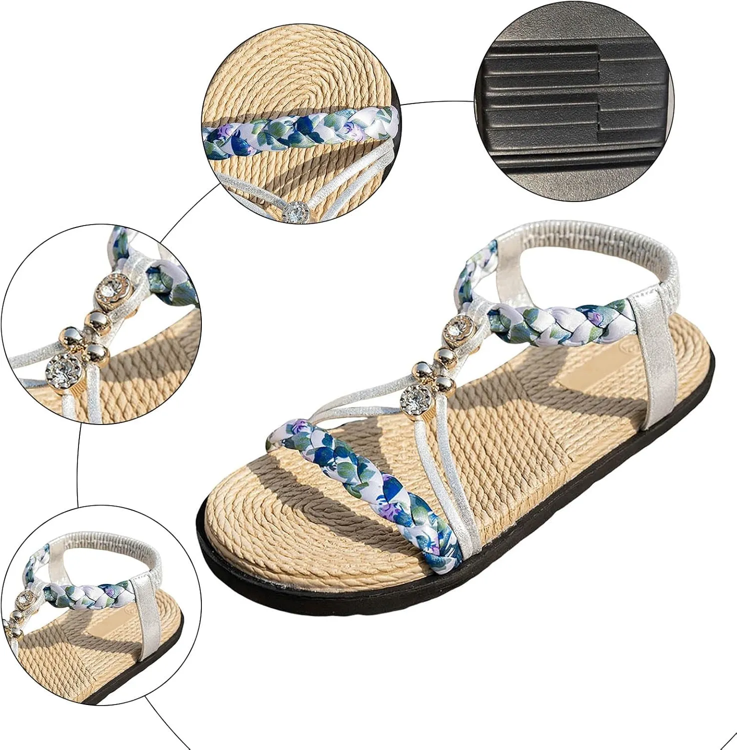 Orthopedic Wedge Sandals for Women 2025, Womens Summer Sandal Low Wedge Heels Wide Width Platform Sandals Dressy Comfort Walking Non Slip Casual Beach Shoe Ankle Elastic Bohemian Woven Shoes