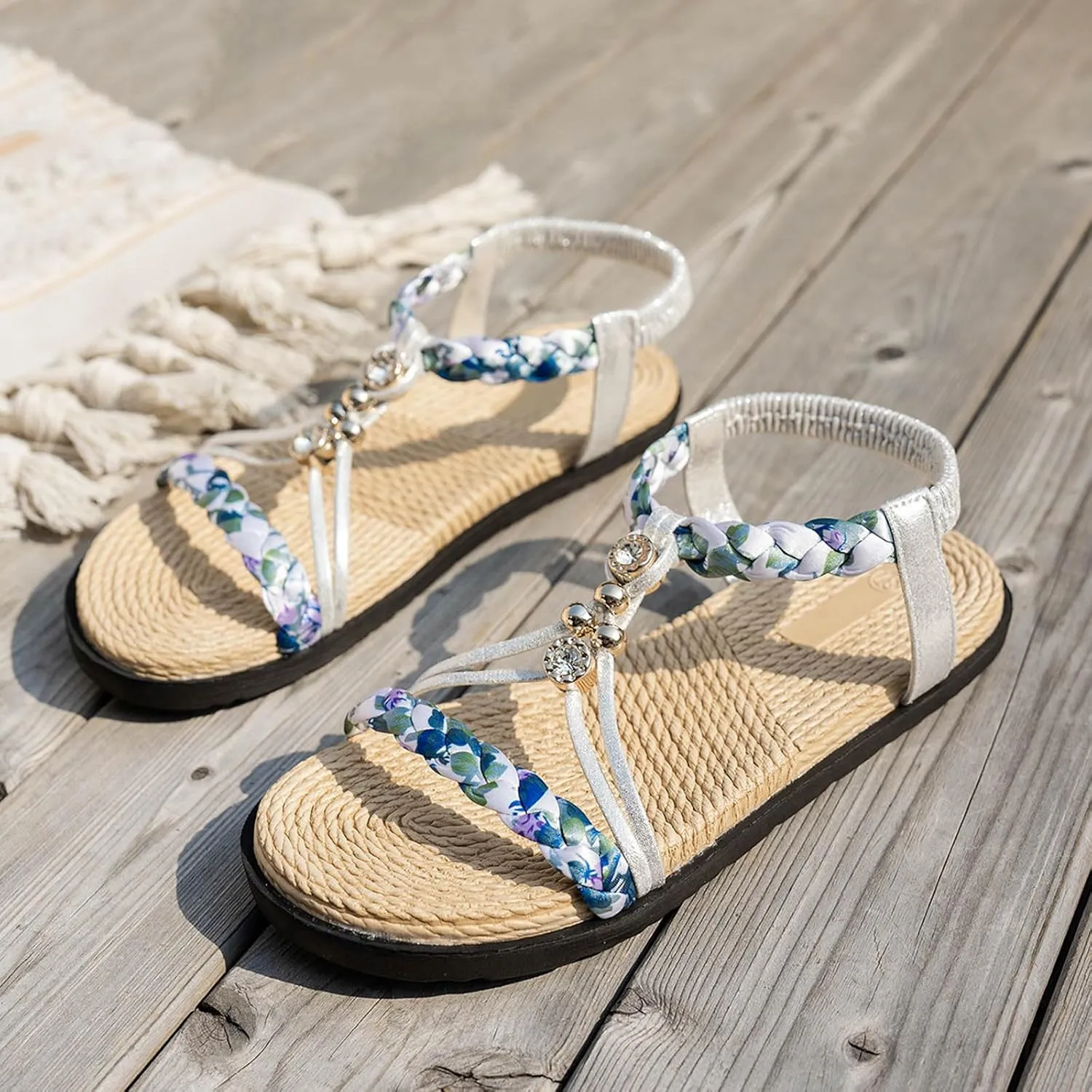 Orthopedic Wedge Sandals for Women 2025, Womens Summer Sandal Low Wedge Heels Wide Width Platform Sandals Dressy Comfort Walking Non Slip Casual Beach Shoe Ankle Elastic Bohemian Woven Shoes