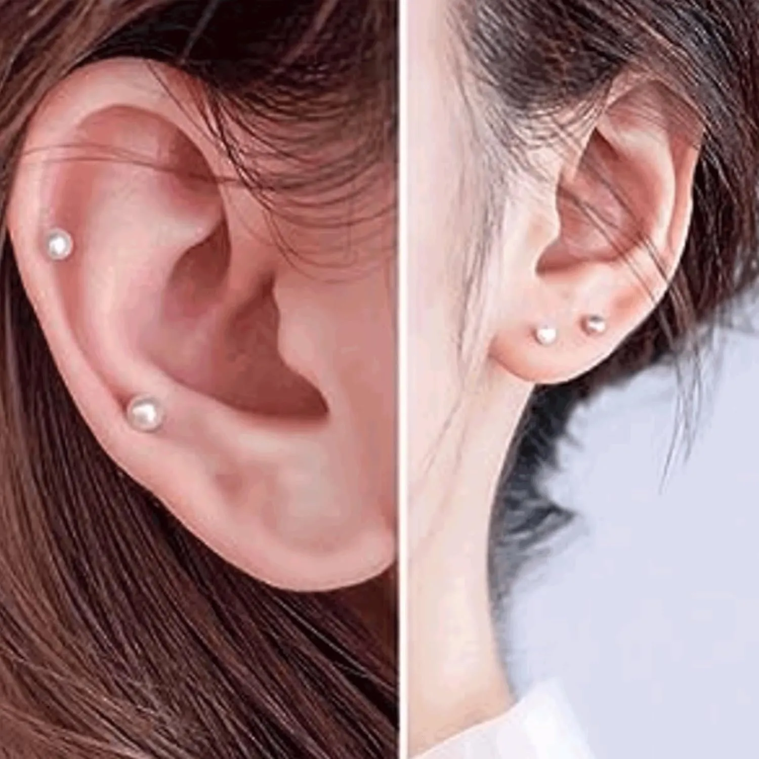 Pearl Stud Earrings Sterling Silver Small Tiny 3-5mm White Freshwater Pearl Earrings Studs Silver/Gold for Women