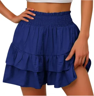 Photno Dressy Shorts for Women Summer Casual High Waisted Ruffle Shorts Flowy Mini Pleated Skirts Trendy Beach Boho Skorts