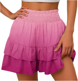 Photno Dressy Shorts for Women Summer Casual High Waisted Ruffle Shorts Flowy Mini Pleated Skirts Trendy Beach Boho Skorts