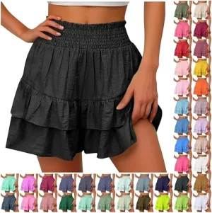 Photno Dressy Shorts for Women Summer Casual High Waisted Ruffle Shorts Flowy Mini Pleated Skirts Trendy Beach Boho Skorts