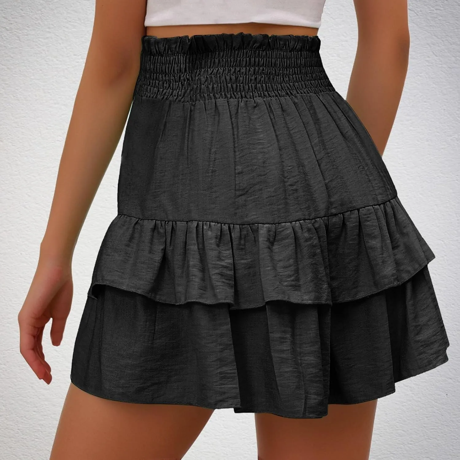 Photno Dressy Shorts for Women Summer Casual High Waisted Ruffle Shorts Flowy Mini Pleated Skirts Trendy Beach Boho Skorts