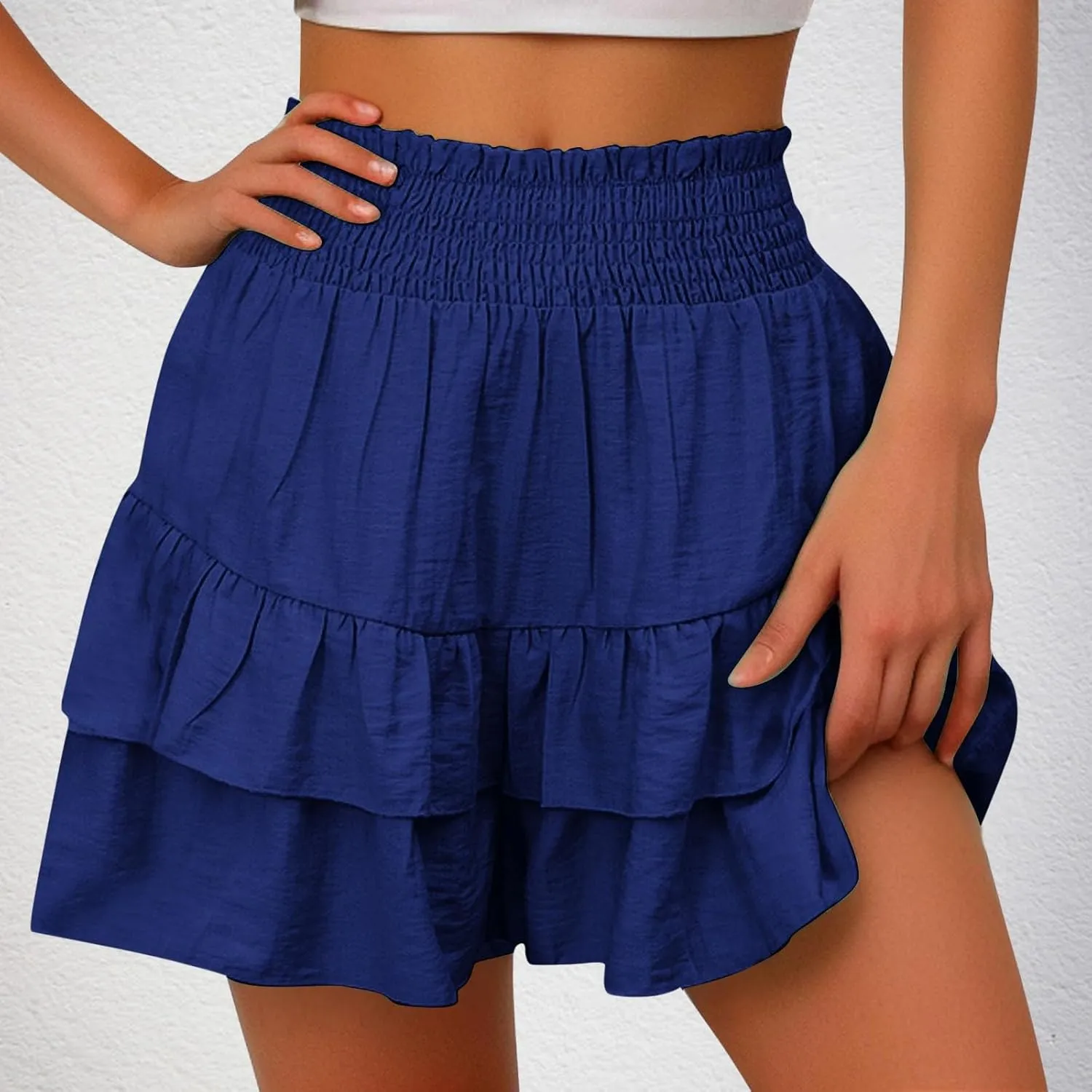 Photno Dressy Shorts for Women Summer Casual High Waisted Ruffle Shorts Flowy Mini Pleated Skirts Trendy Beach Boho Skorts