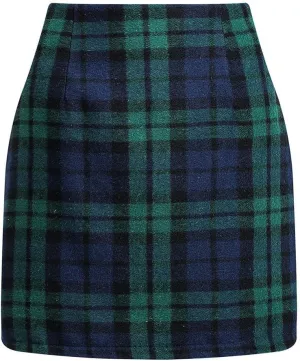 Plaid Skirts for Women Trendy Tweed Mini Skirt Casual High Waisted Short Bodycon Pencil Skirt Elegant Tartan Skirt