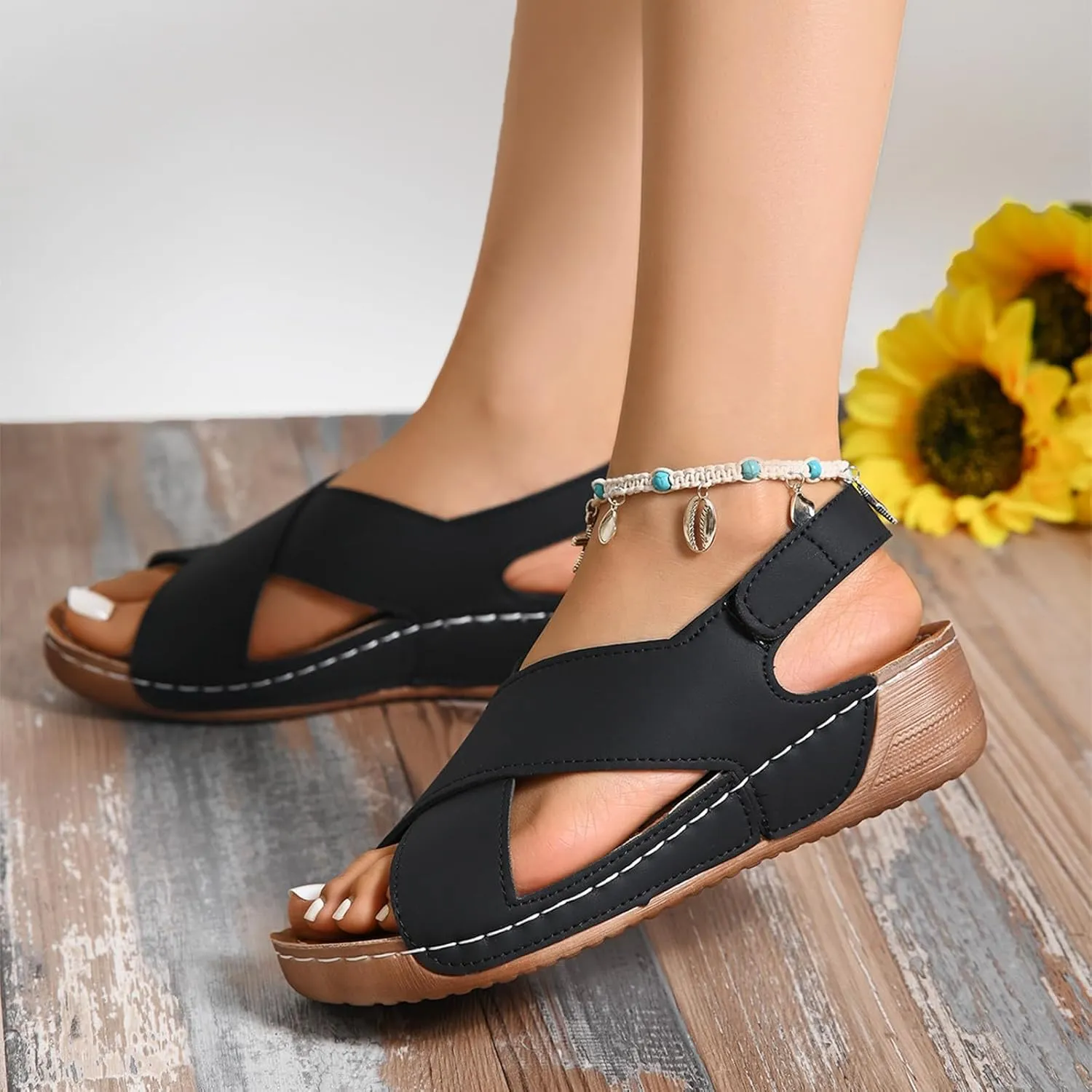 Platform Wedge Sandals Espadrilles Wedges Heel Elegant Floral Bow Tie Ankle Strap Shoes Trendy Pattern Open Toe Bridal Espadrille High Printed Slingback with Bowknot Dress Lace Up Sandal