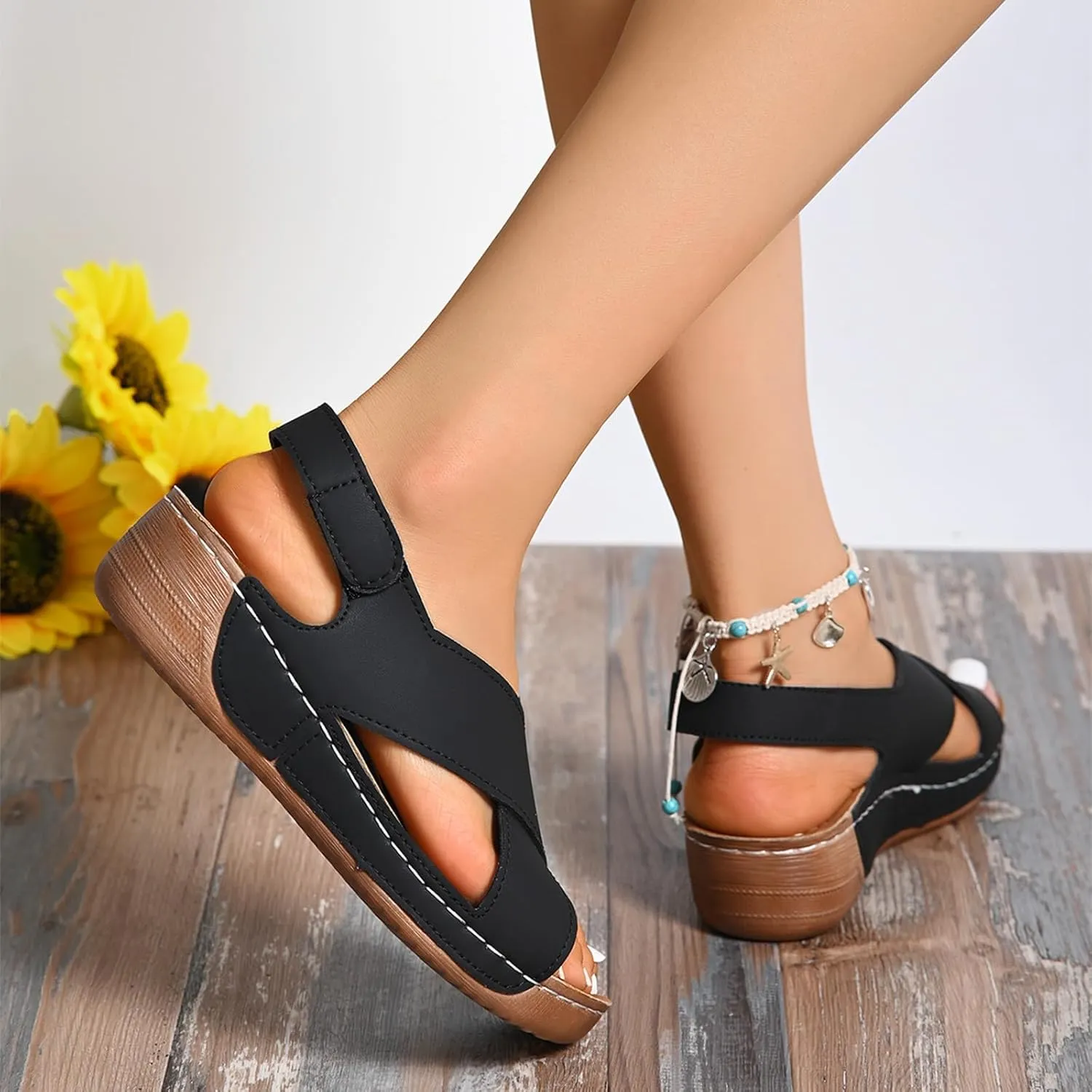 Platform Wedge Sandals Espadrilles Wedges Heel Elegant Floral Bow Tie Ankle Strap Shoes Trendy Pattern Open Toe Bridal Espadrille High Printed Slingback with Bowknot Dress Lace Up Sandal