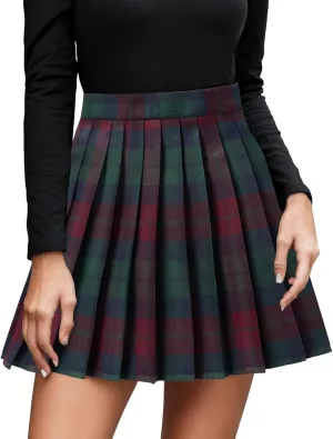 Pleated Skirt Women's Casual Plaid Print High Waist Swing A Line Mini Skirt Summer Fashion Skirt