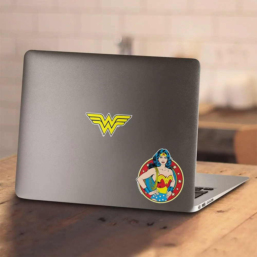 Popfunk Classic Wonder Woman Officially Licensed Adults-Unisex T Shirt & Stickers