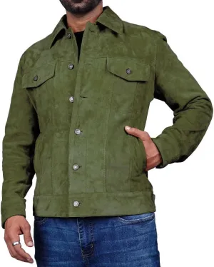 Premium Vintage Trucker Suede Leather Jacket Men Genuine Lambskin Men Leather Jackets Shirt Collar Jackets For Mens