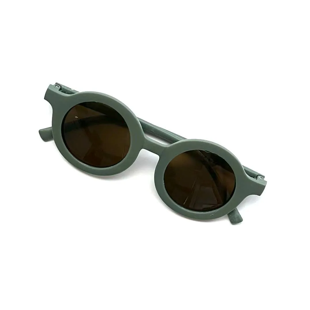 Retro Round Kids Sunglasses Matt Finish: Sage