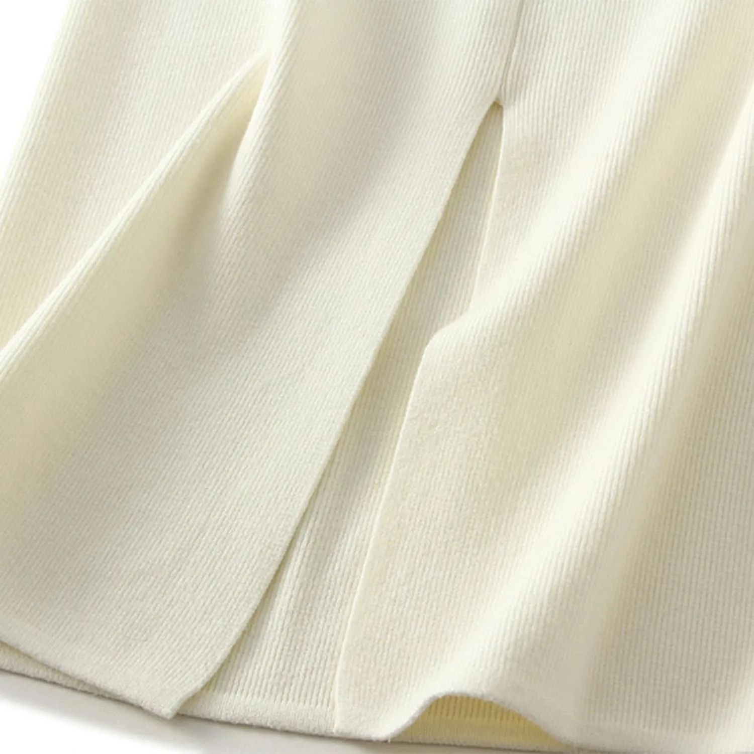 Rib Knit Pencil Skorts for Women 2025 Fall Elastic High Waist Side Slit Skirts Casual Fashion Stretchy Bodycon Skirt