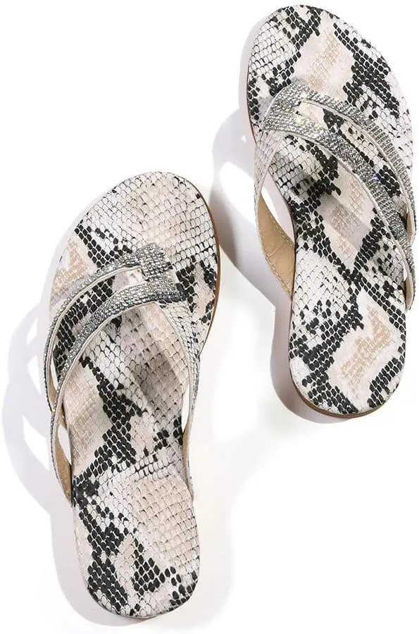 Sandals for Women Women Bohemian Pearl Crystal Flat Sandals Comfortable Sandal for Walking Beach Sandal Woman