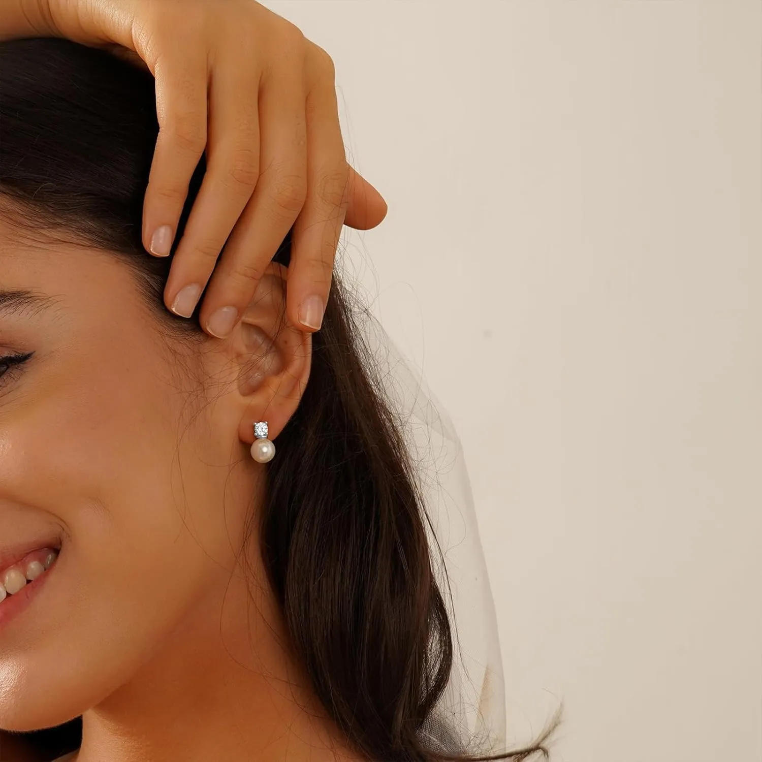 Small Pearl Stud Earrings for Women Dainty Pearl Drop Earrings With Cubic Zirconia 8mm Pearl and Diamond Earrings Ctue Gold Wedding Jewelry Gifts Pearl Jewelry
