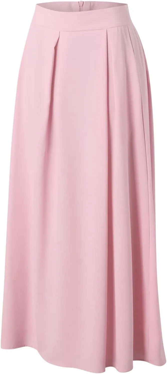 Solid Color Summer Skirts for Women 2023 High Waisted Pleated Casual A Line Athletic with Pockets Plus Size Spring