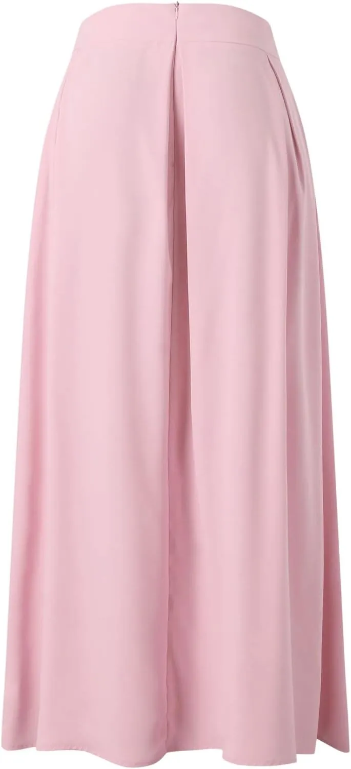 Solid Color Summer Skirts for Women 2023 High Waisted Pleated Casual A Line Athletic with Pockets Plus Size Spring