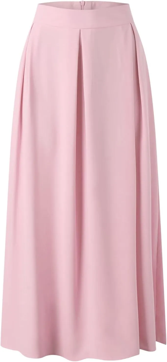 Solid Color Summer Skirts for Women 2023 High Waisted Pleated Casual A Line Athletic with Pockets Plus Size Spring