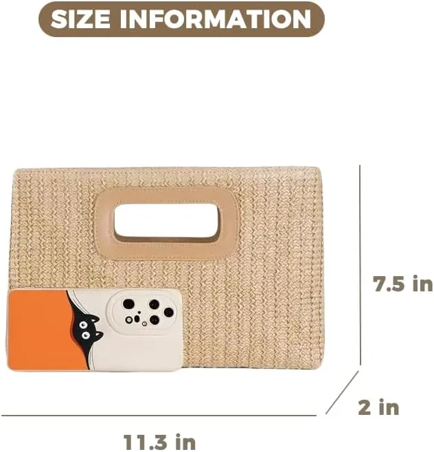 Straw Clutch Purse for Women Top Handle Handbags Crossbody Raffia Woven Purse 2025 Summer Beach Vacation Evening Bag