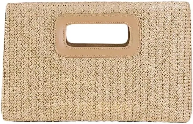 Straw Clutch Purse for Women Top Handle Handbags Crossbody Raffia Woven Purse 2025 Summer Beach Vacation Evening Bag