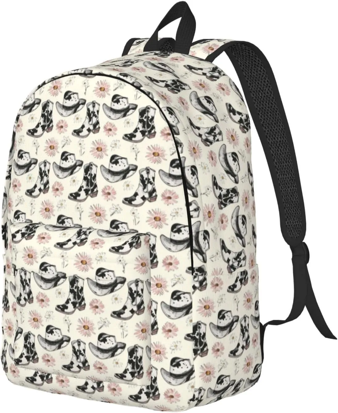 Travel Backpack for Women Men - 20L Cow Print Cowboy Boots Print Canvas Simple Modern Backpack Bag for Hiking