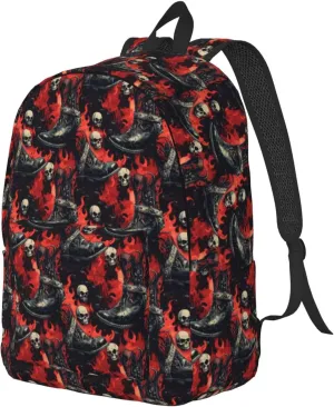 Travel Backpack for Women Men - 20L Gothic Skull Cowboy Boots Print Canvas Simple Modern Backpack Bag for Hiking