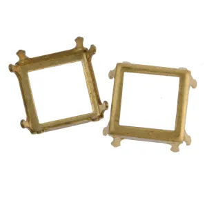 Vintage brass open back 9mm square 8 prong setting. 1 pc. b9-2463