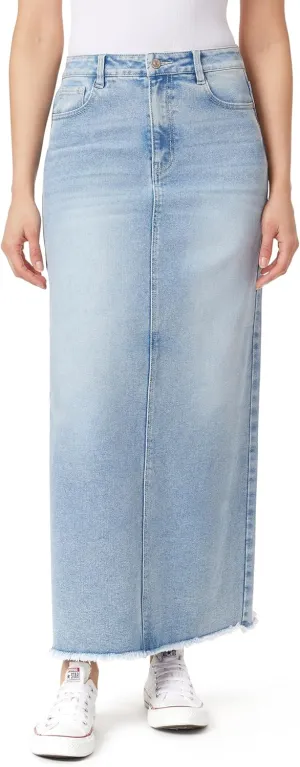 WallFlower Women's Legendary Maxi Mid Rise Denim Skirt Insta Stretch Juniors