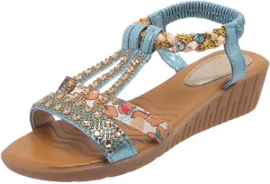 Wedge Sandals for Women Cushioned Heeled Platforms Comfy Walking Sandals Arch Support Summer Style Vacation Travel Look