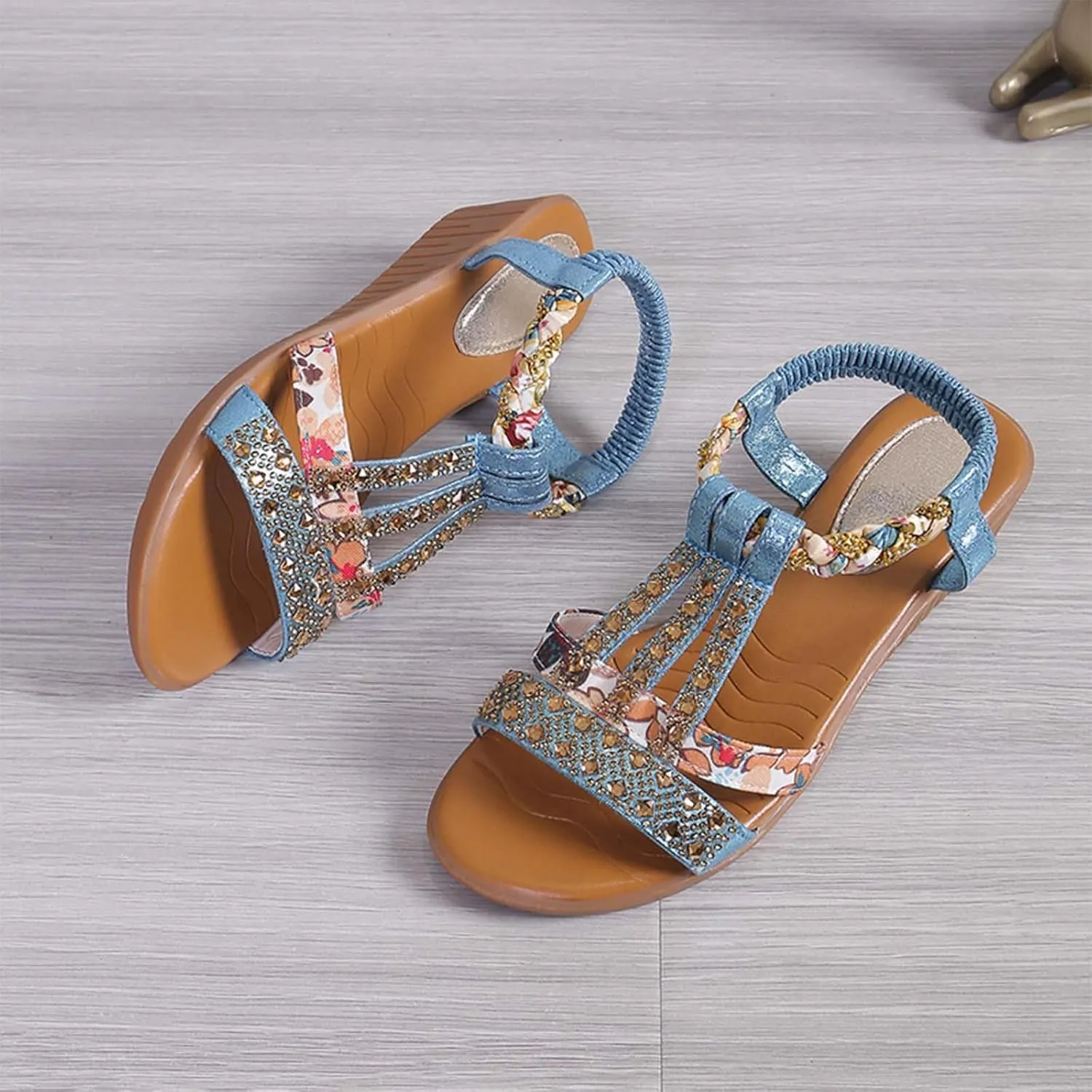 Wedge Sandals for Women Cushioned Heeled Platforms Comfy Walking Sandals Arch Support Summer Style Vacation Travel Look