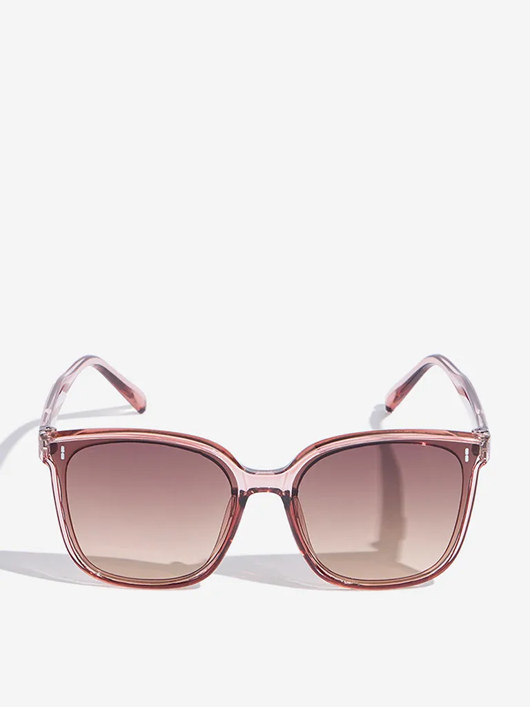 Westside Accessories Light Brown Oversized Sunglasses with Pouch