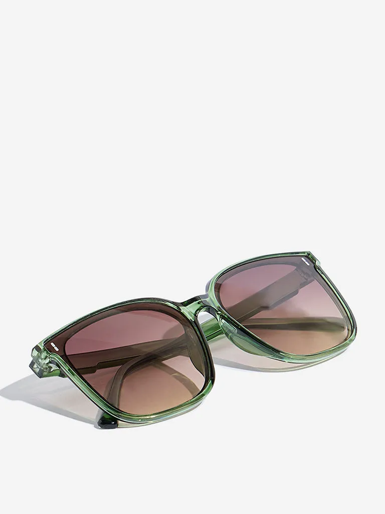 Westside Accessories Olive Oversized Sunglasses with Pouch