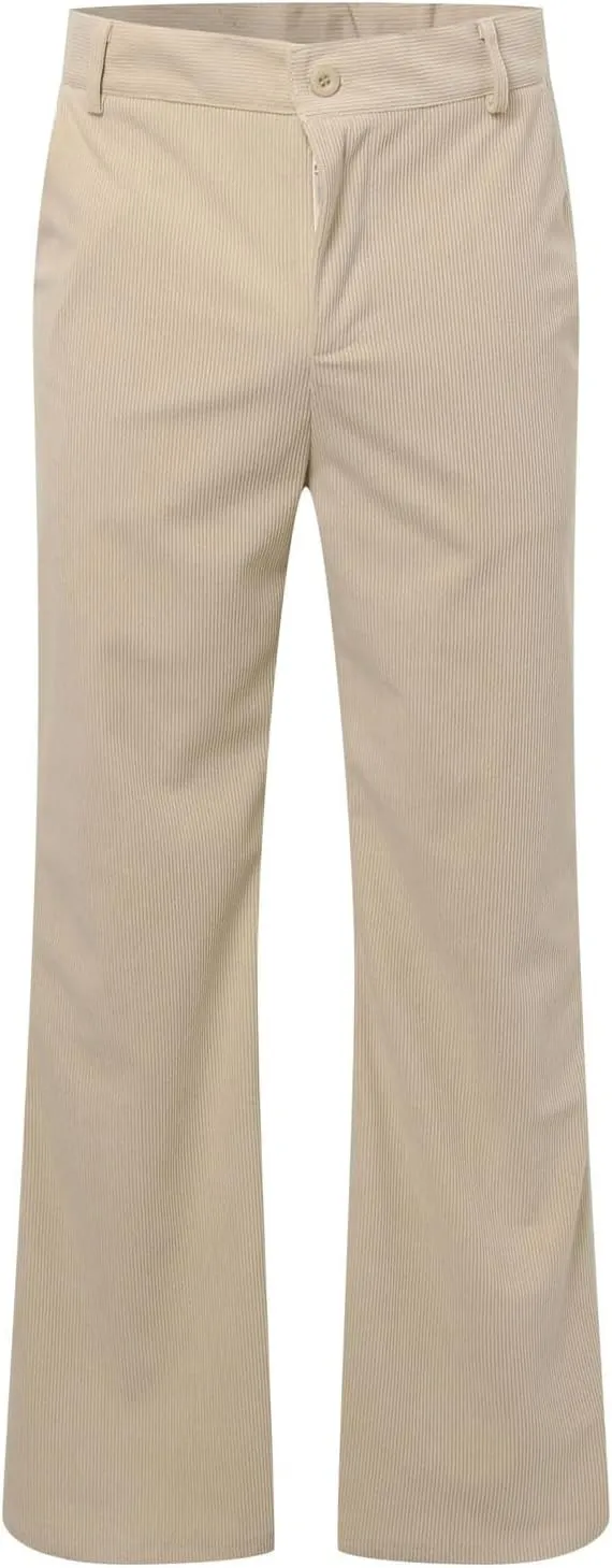 Wide Leg Pants Dress Pants Solid Color Loose Comfy Slim Fit Corduroy Elastic Waist Baggy Casual Pants with Pockets