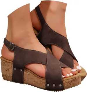 Wide Width Platform Wedge Sandals For Women Summer Dressy, Women's Open Toe Buckle Ankle Strap Summer Platform Wedge Sandals, Ladies Comfortable Low Heel Sandal Wedding Party Dress Shoe