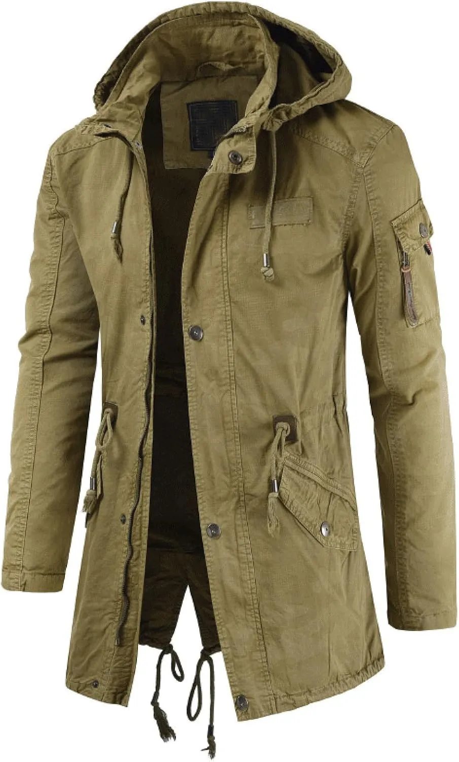 Windbreaker Jackets for Men Classic Slim Zipper Cardigan Solid Color Hooded Casual Winter Pea Coat Business Overcoat