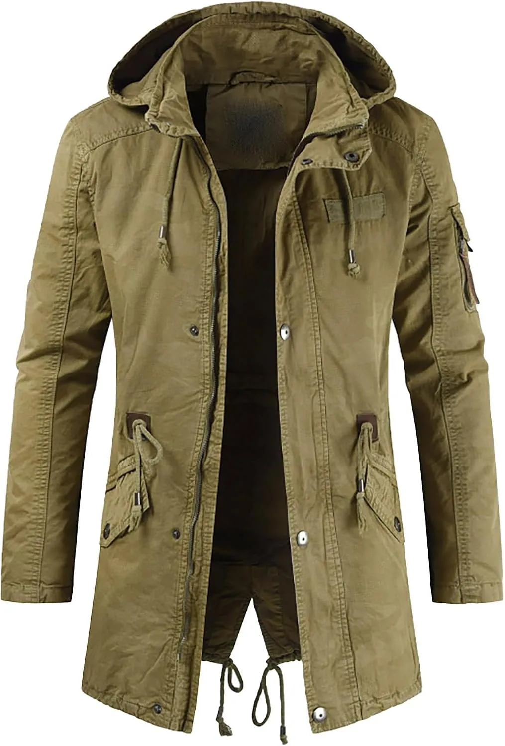 Windbreaker Jackets for Men Classic Slim Zipper Cardigan Solid Color Hooded Casual Winter Pea Coat Business Overcoat