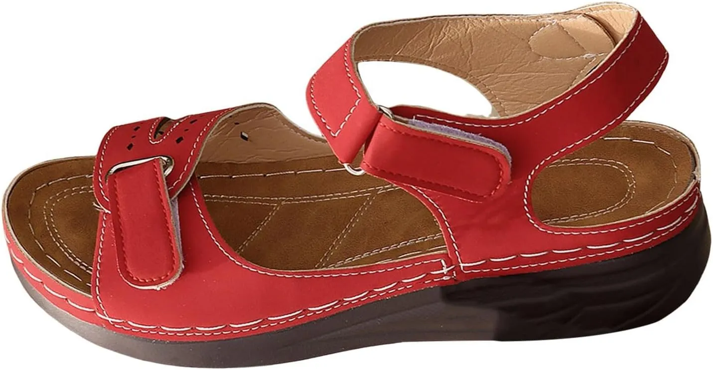 Women Orthopedic Sandals Dressy Summer Comfortable Walking Slides Sandals Fashion Open Toe Adjustable Ankle Strap Slip On Sandal Casual Slingback Shoes