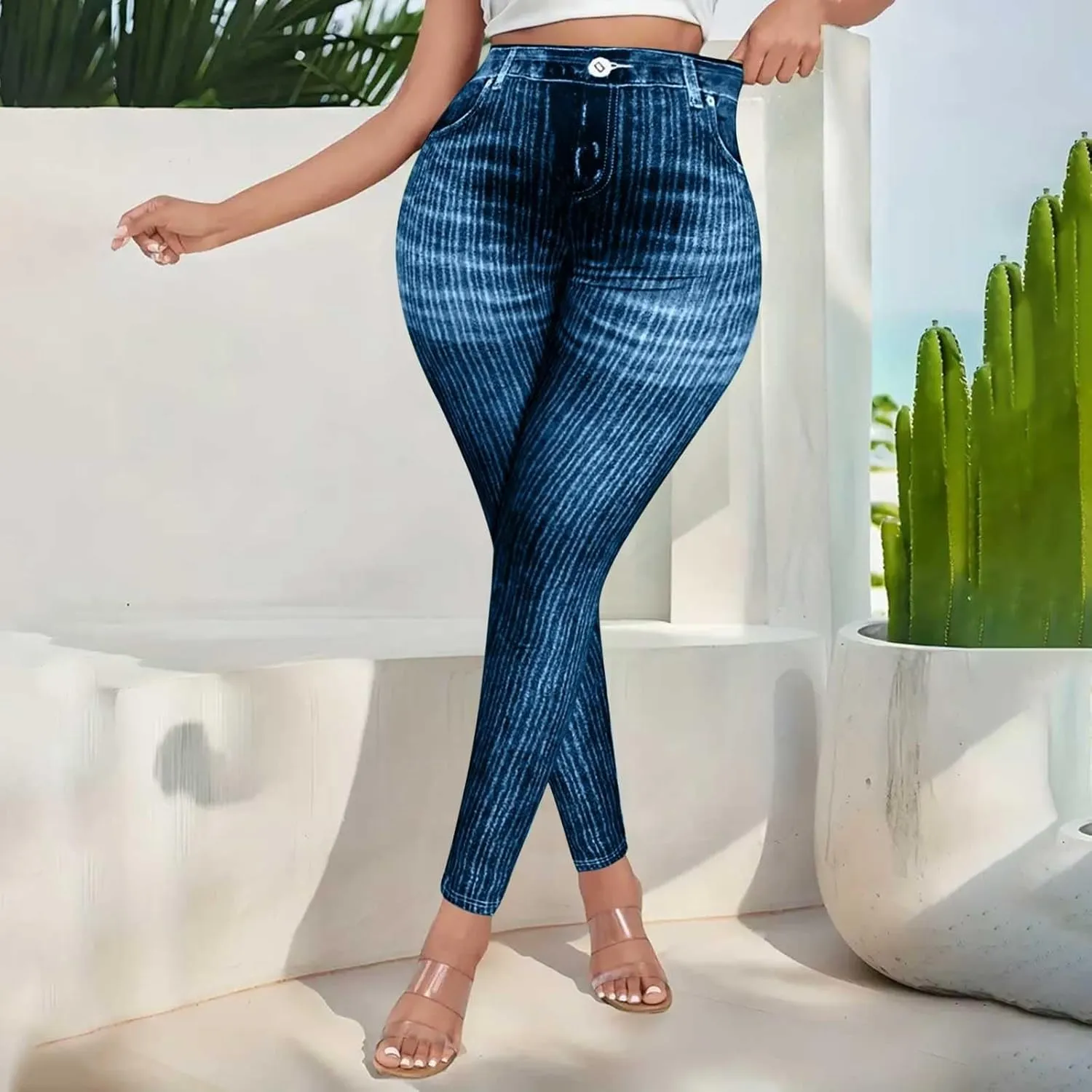 Women Skinny Slim Leg Trousers High Waist Tummy Control Tight fit Pants Butt Lifting Printed Smart Casual Office Work Trouser