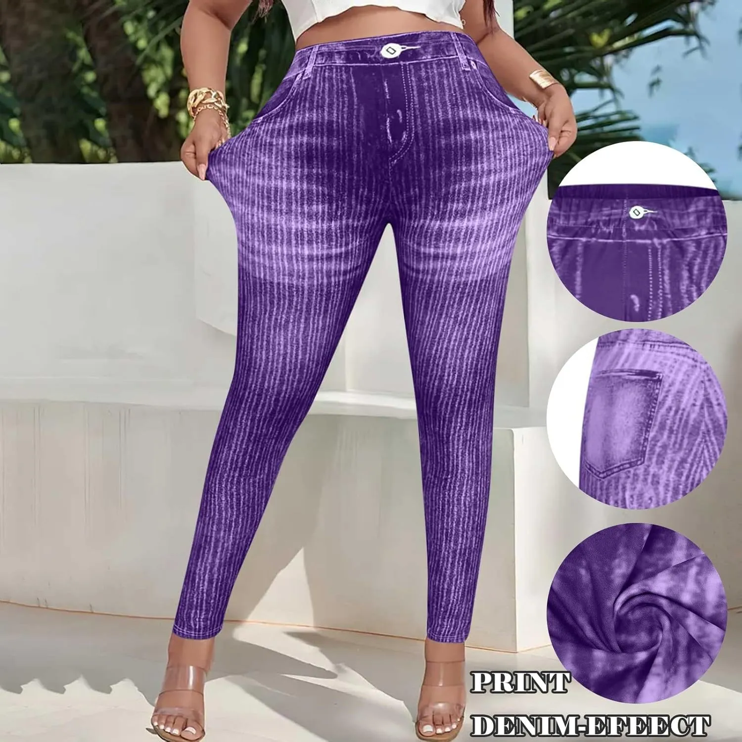 Women Skinny Slim Leg Trousers High Waist Tummy Control Tight fit Pants Butt Lifting Printed Smart Casual Office Work Trouser