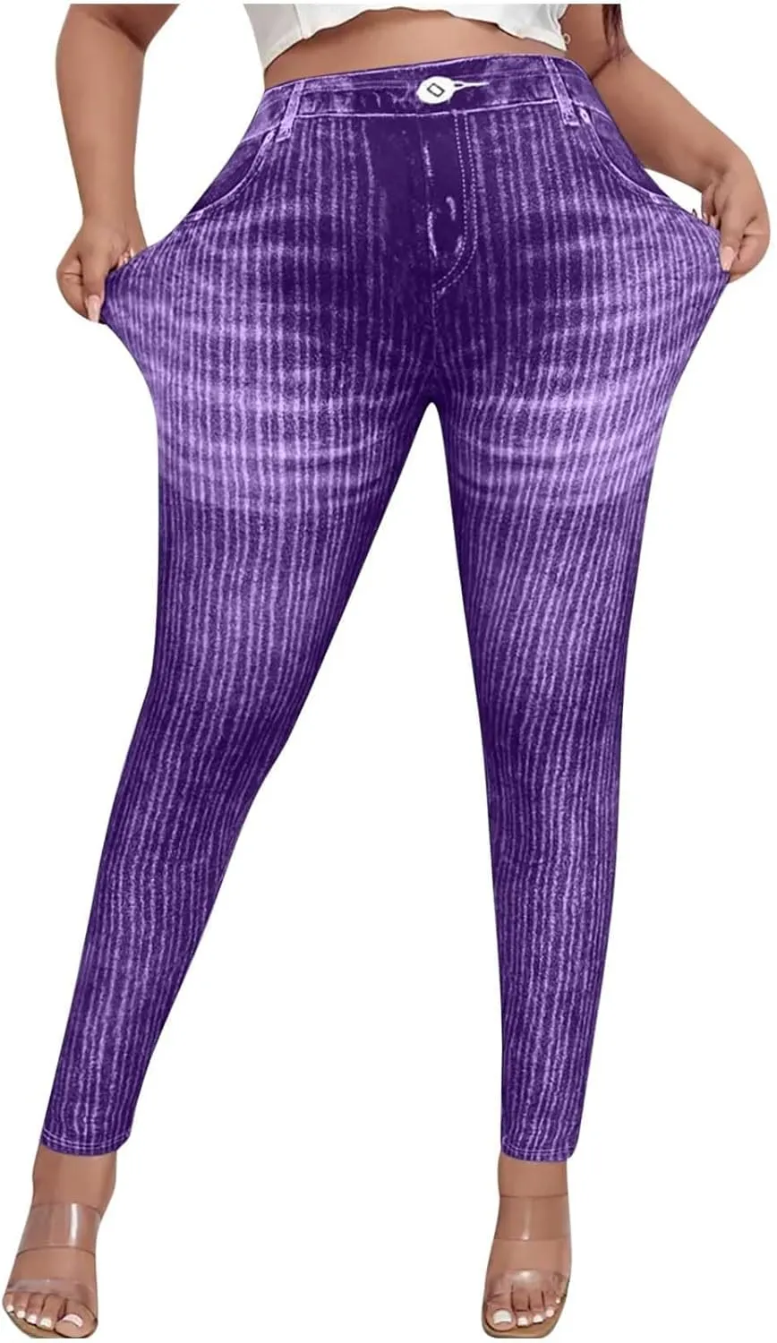 Women Skinny Slim Leg Trousers High Waist Tummy Control Tight fit Pants Butt Lifting Printed Smart Casual Office Work Trouser