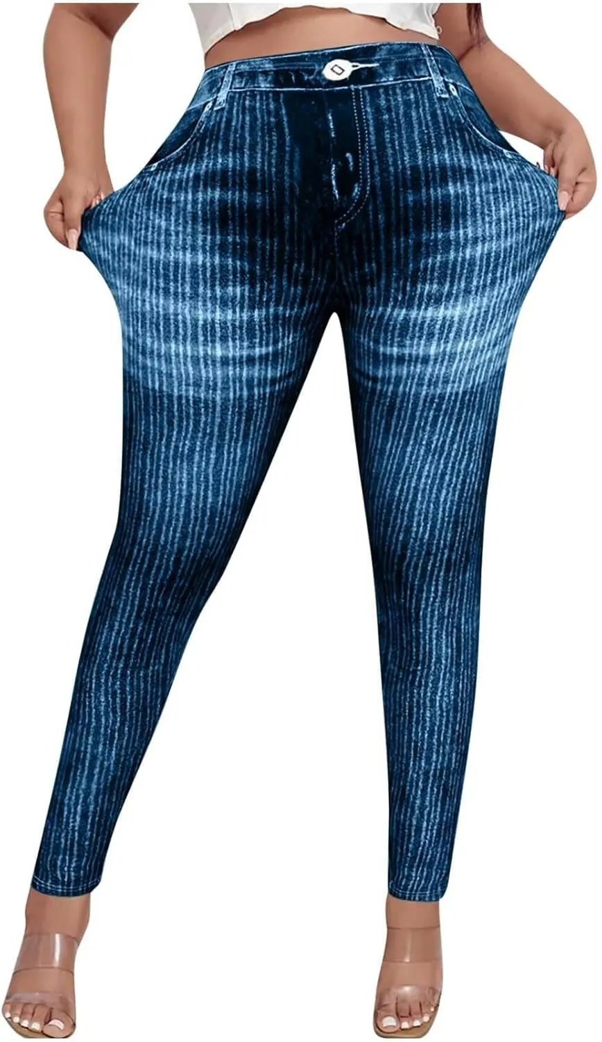 Women Skinny Slim Leg Trousers High Waist Tummy Control Tight fit Pants Butt Lifting Printed Smart Casual Office Work Trouser
