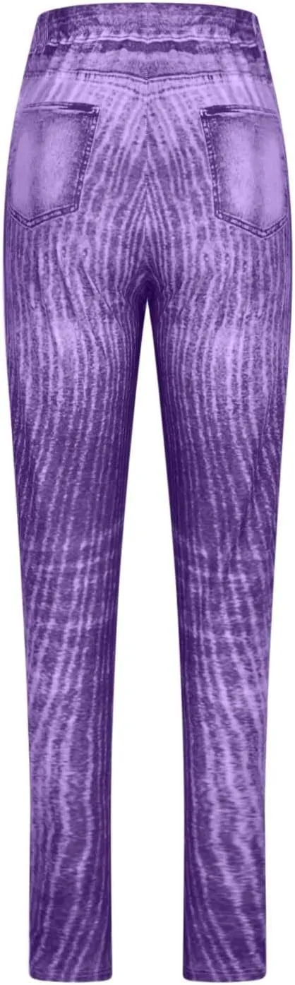 Women Skinny Slim Leg Trousers High Waist Tummy Control Tight fit Pants Butt Lifting Printed Smart Casual Office Work Trouser