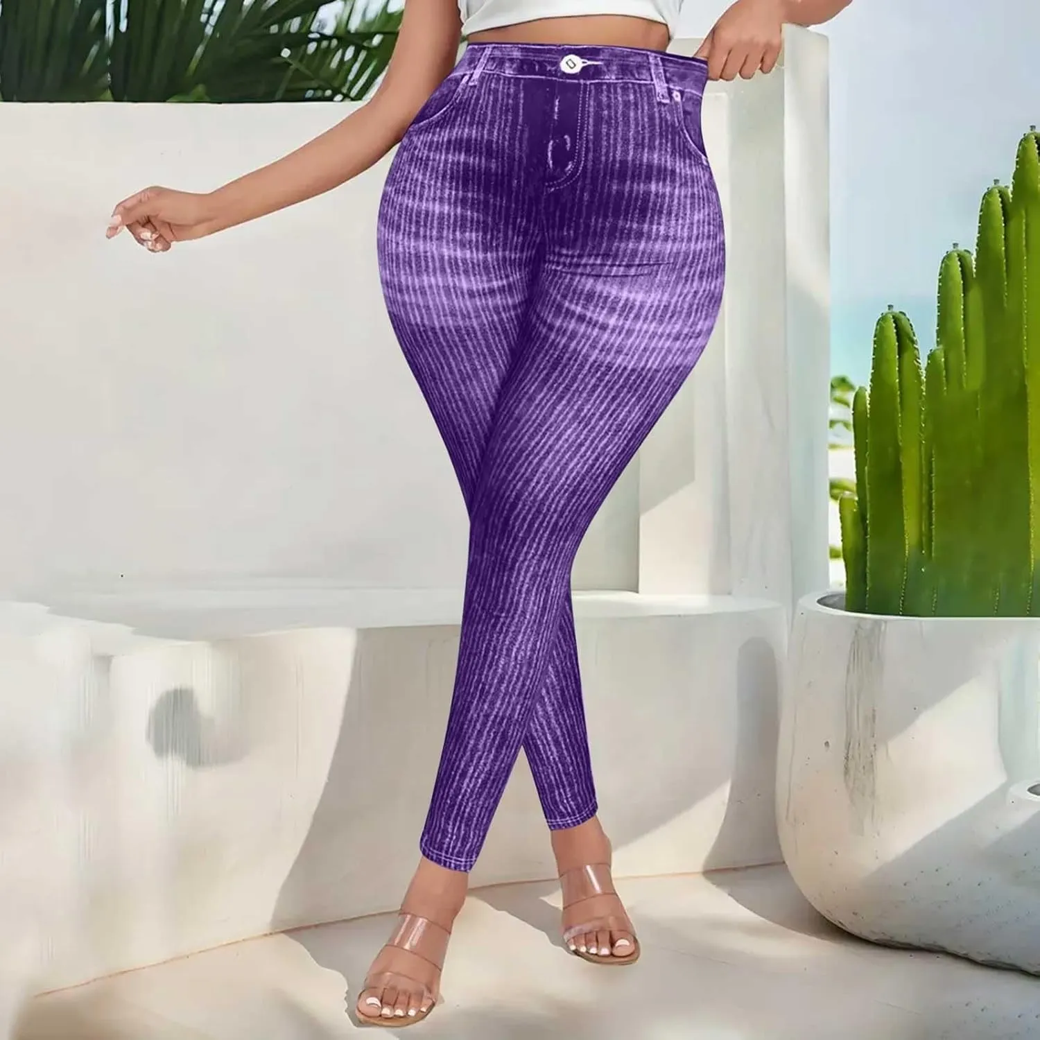 Women Skinny Slim Leg Trousers High Waist Tummy Control Tight fit Pants Butt Lifting Printed Smart Casual Office Work Trouser