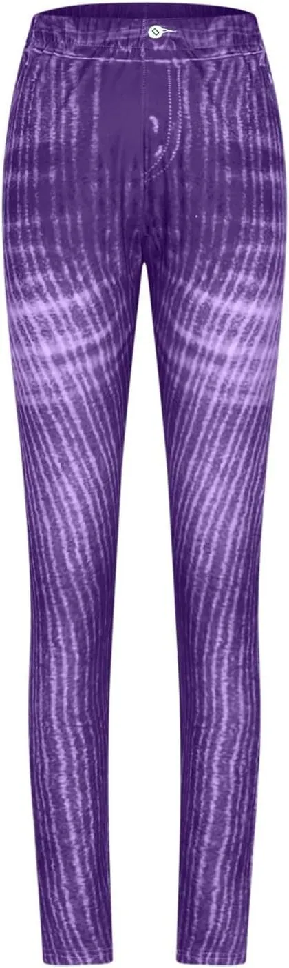 Women Skinny Slim Leg Trousers High Waist Tummy Control Tight fit Pants Butt Lifting Printed Smart Casual Office Work Trouser