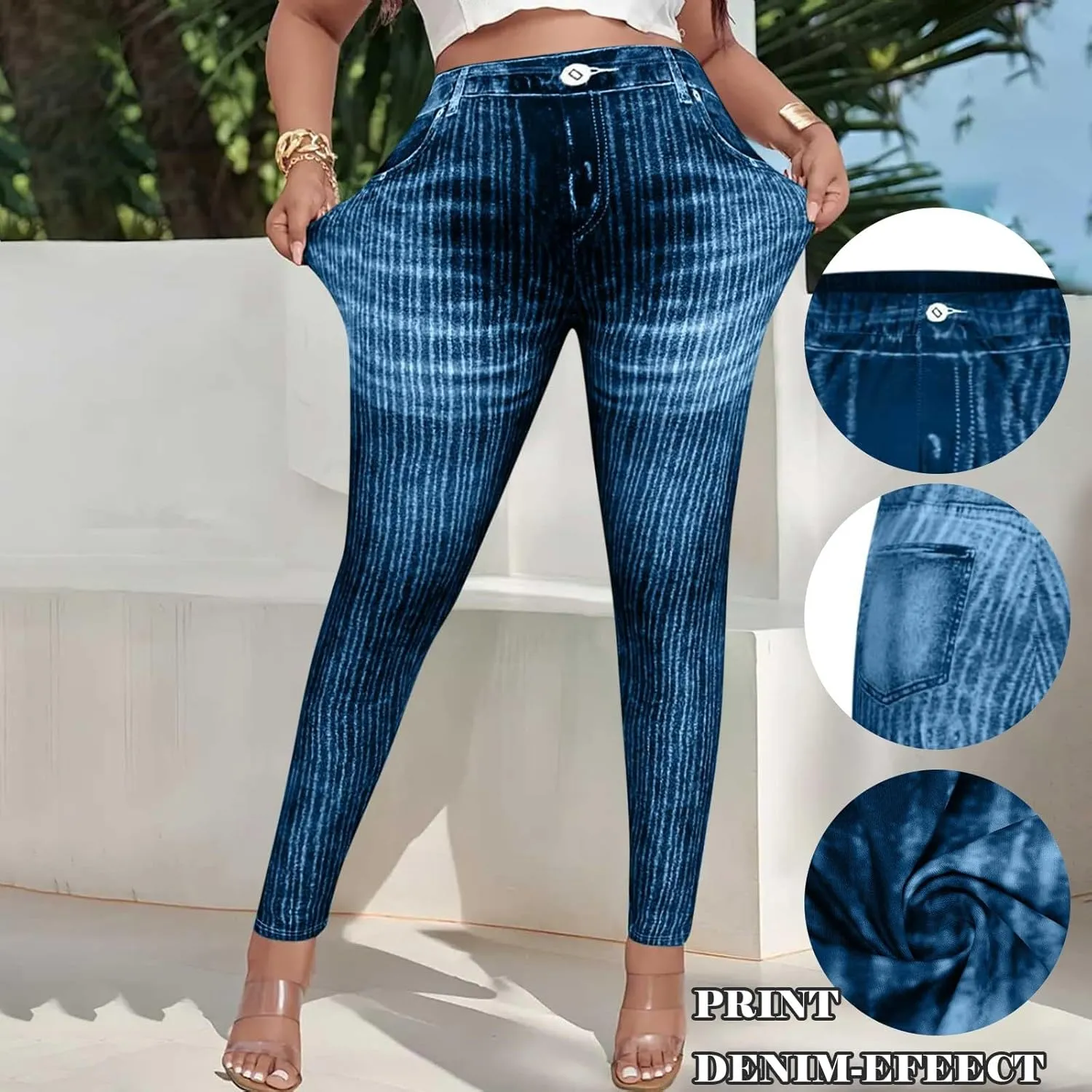 Women Skinny Slim Leg Trousers High Waist Tummy Control Tight fit Pants Butt Lifting Printed Smart Casual Office Work Trouser