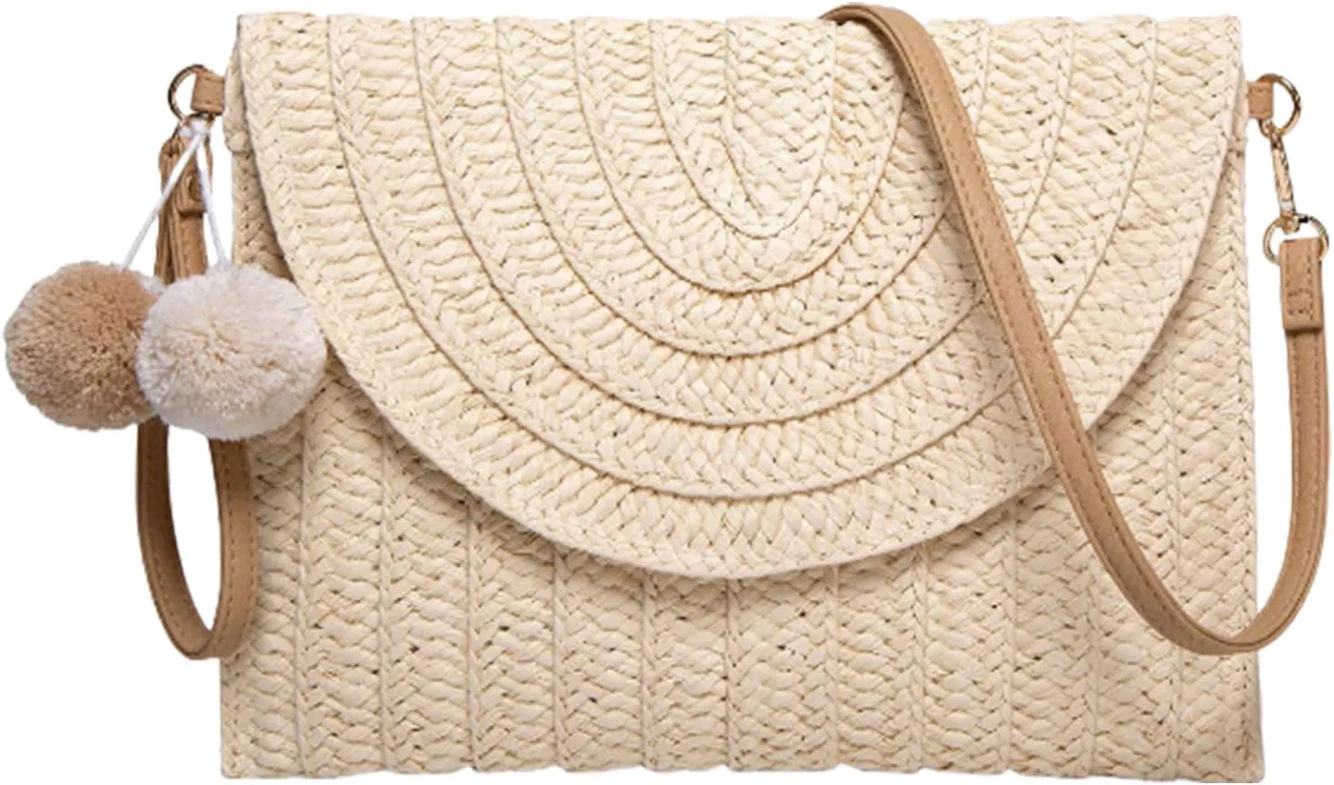 Women Straw Clutch Purse - Handwoven Rattan Crossbody Bag with Wallet Slot, Summer Beach Tote, Boho Envelope Handbag